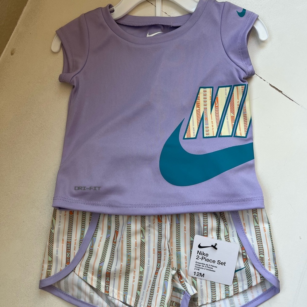 Nike Lavender and Teal 2-Piece Dri Fit Shorts Set